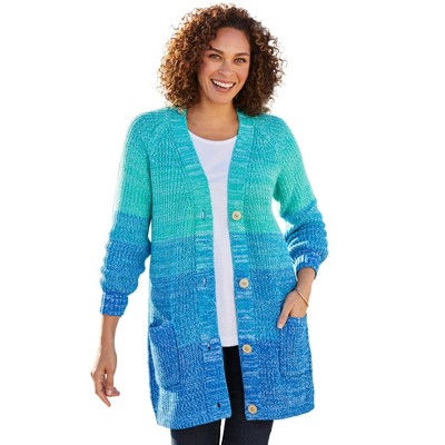 Woman Within Plus Size Ombre Shaker Cardigan