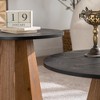 CAVINAS Round Coffee Table,Living Room Tables with Tree Bark Pattern,Pedestal Base,Black MDF Desktop,Wooden Tea Table for Living Room, - 4 of 4