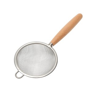 Unique Bargains Food Strainer Beechwood Small Hand Wash Stainless Steel Light Brown 1 Pcs - 1 of 4