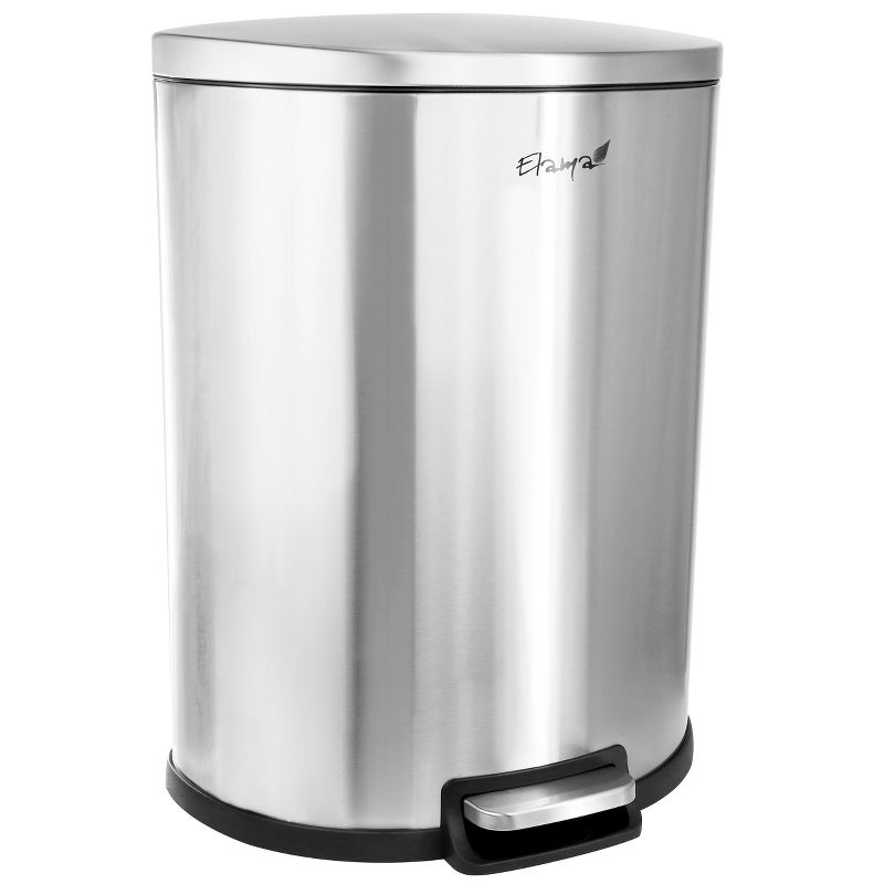 Elama 50Litter  13 Gallon Half Circle Stainless Steel Step Trash Bin with Slow Close Mechanism in Matte Silver, 1 of 9