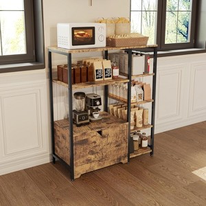 31.6 in. Rustic Coffee Bar Cabinet Station with Doors, Sideboard Organizer for Kitchen, Home, Corner, Bar - 1 of 4