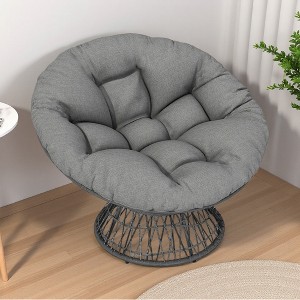 41.5" Ergonomic Wicker Papasan Chair with Cloud Cushion and 360-degree Swivel Base - 1 of 4
