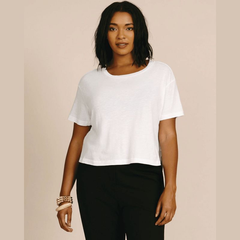 11 Honoré Collection Women's Basic Tee  - White, 30W/32W, 1 of 5