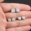 Sterling Silver Stud Earrings for Women Girls Cubic Zirconia Halo Round Heart Square Diamond Large Silver Stud Set - 4 of 4
