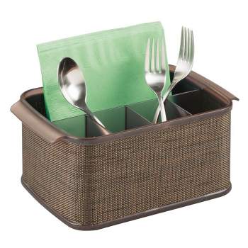 mDesign Plastic Cutlery Storage Organizer Caddy Bin Tote with Handle - Clear