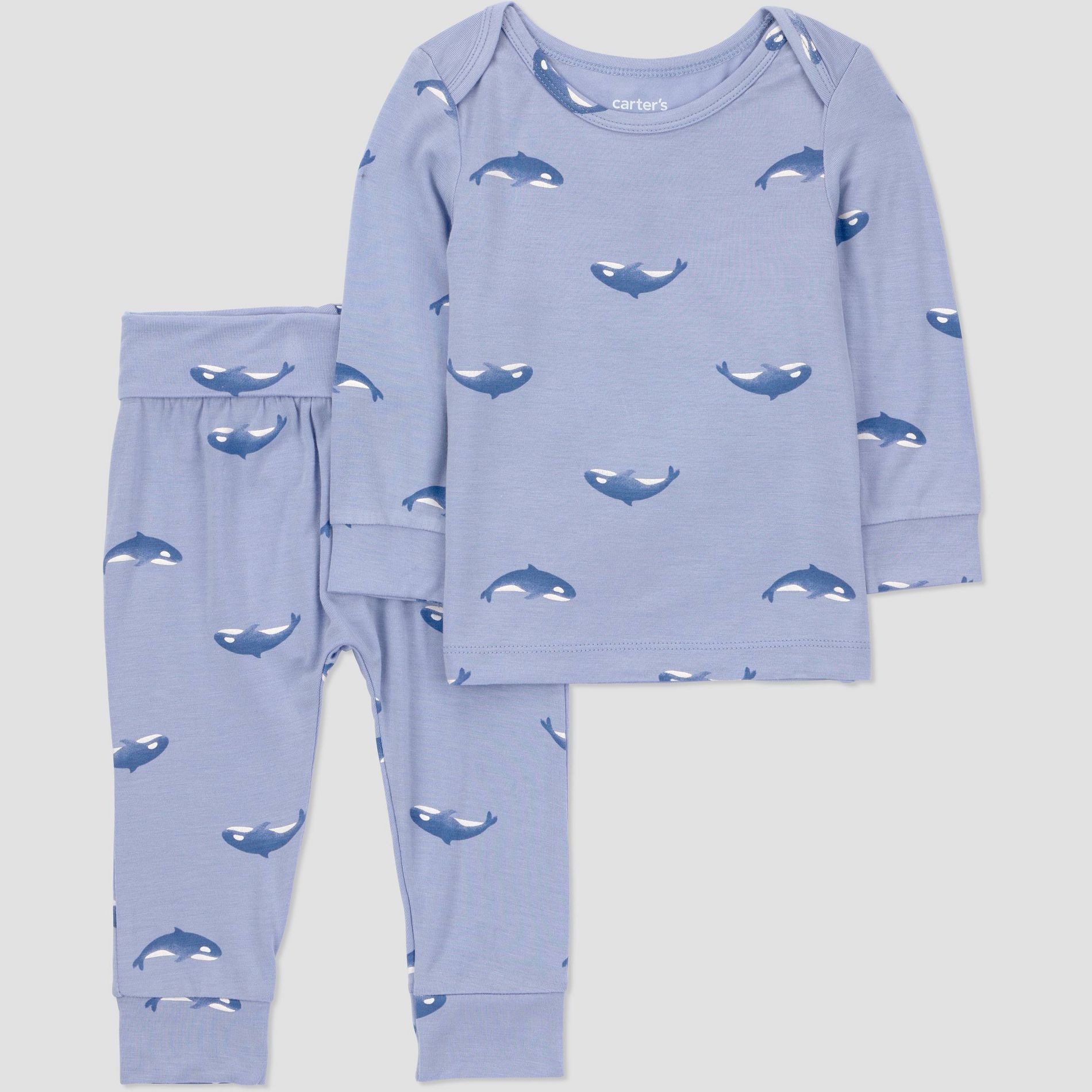 Carters' Just One You® Baby Boys' 2pc Comfy Soft Whales Top and Pants Set - Blue 3M
