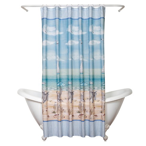 Seaside Serenity Novelty Shower Curtain Blue India Ink Target