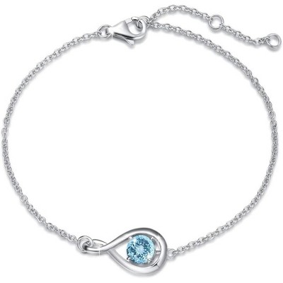 Infinity Birthstone Bracelet - 925 Sterling Silver Adjustable Chain, Fine Jewelry Gift for Women