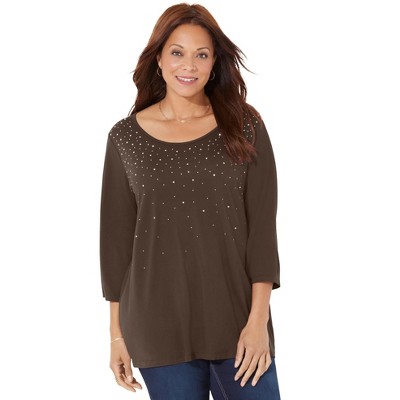 Catherines Women's Plus Size Petite Raindrops Shimmer Tee