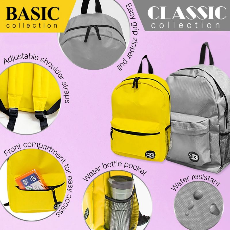 BAZIC Products® 17" Classic Backpack, Mustard, Pack of 2, 3 of 6