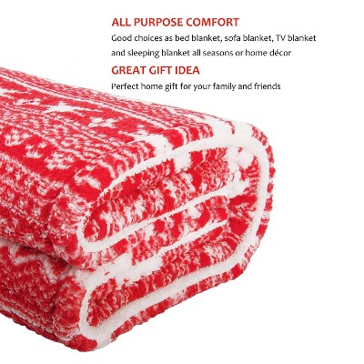 Red and White Sherpa Fleece Reversible Christmas Throw Blanket 50" x 60"