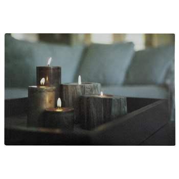 Northlight LED Lighted Faux Driftwood Flickering Candles Canvas Wall Art 15.75" x 23.5”