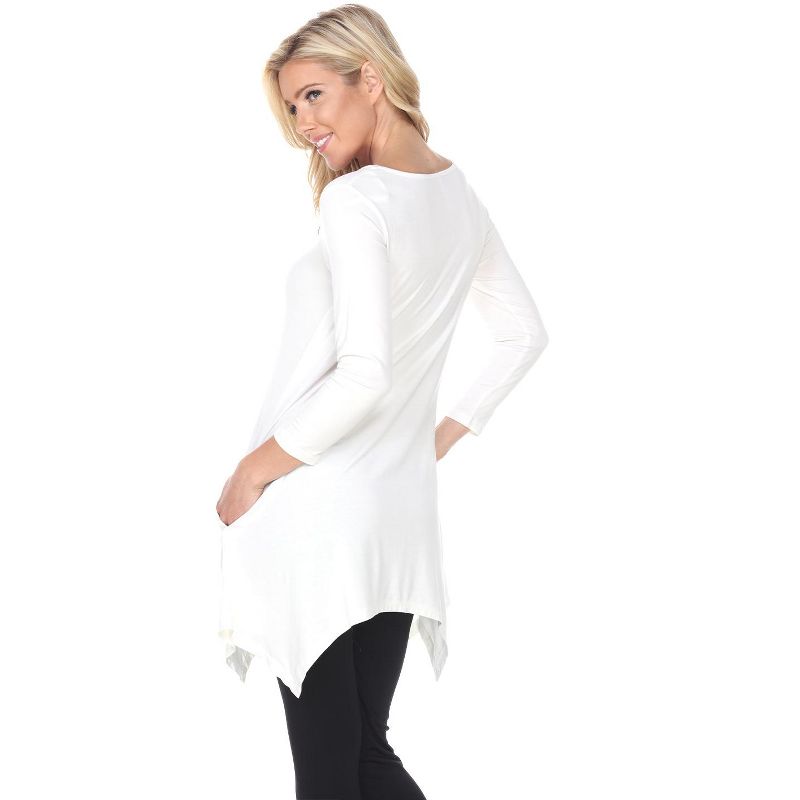 Women's 3/4 Sleeve Makayla Tunic Top with Pockets - White Mark, 3 of 4