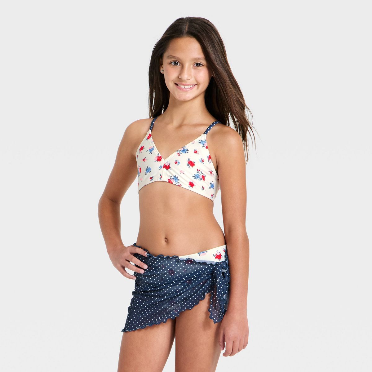 Girls' American Rose Bikini Sarong Set - art class™ Off White