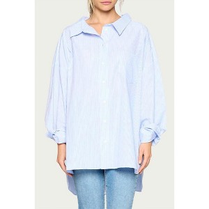 Women's STRIPED BOYFRIEND COTTON-POPLIN SHIRT - Fore - 1 of 2