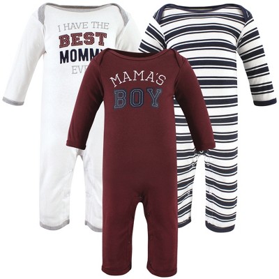 Image of Hudson Baby Infant Boys Cotton Coveralls, Mamas Boy, 12-18 Months