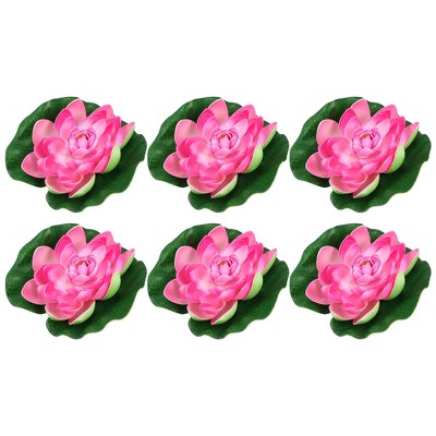 Unique Bargains Artificial Lotus Flower for Garden Ponds Pool Decoration 6 Pcs