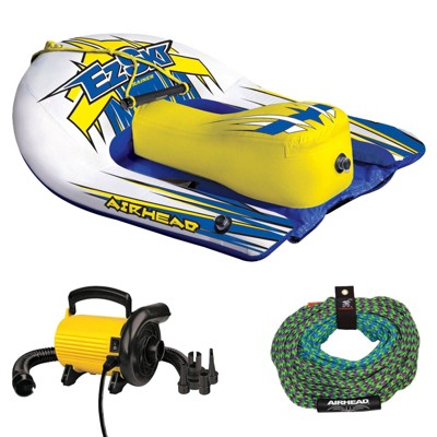 Airhead EZ Ski Inflatable Trainer Kids Single Skier Tube with Tow Rope & Pump