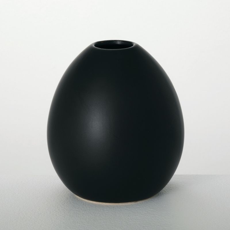 Sullivans Modern Matte Black Oval Vase; 7.5" Tall, 1 of 8