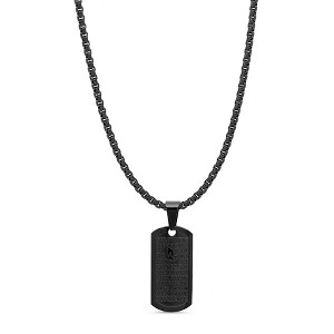 Steeltime 24" black ip stainless steel God grant me.. Prayer dog tag pendant - 1 of 4