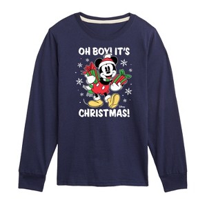 Boys' - Disney - Mickey Mouse Oh Boy Its Christmas Long Sleeve Graphic T-Shirt - 1 of 4