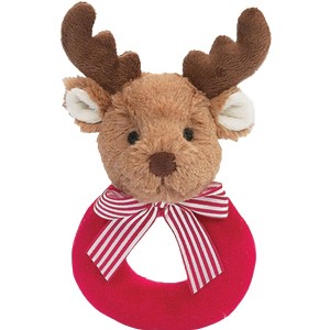 Bearington Baby Lil' Reindeer Christmas, 5.5 Inch Christmas Reindeer Plush Stuffed Animal, Soft Baby Rattles and Plush Rings - 1 of 4