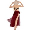 HAPPY BAY Women's Holiday Long Semi Sheer Sarong Swimsuit Cover Up Summer Vacation Skirts Beach Wrap Skirt Bikini Cover-Ups Large Red, Solid - 3 of 4