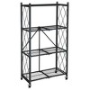 Origami 4 Tier Multipurpose Folding Storage Unit Rolling Organization Rack Bundled with Set of 4 Magnetic Wire Shelf Waterproof Liners, Black - 2 of 4