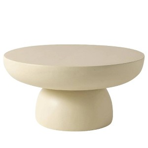 LeisureMod Ruben 27" Round Fiberstone Coffee Table with Powder-Coated Finish Centerpiece for Living Rooms, Patios, or Lounge Spaces - 1 of 4