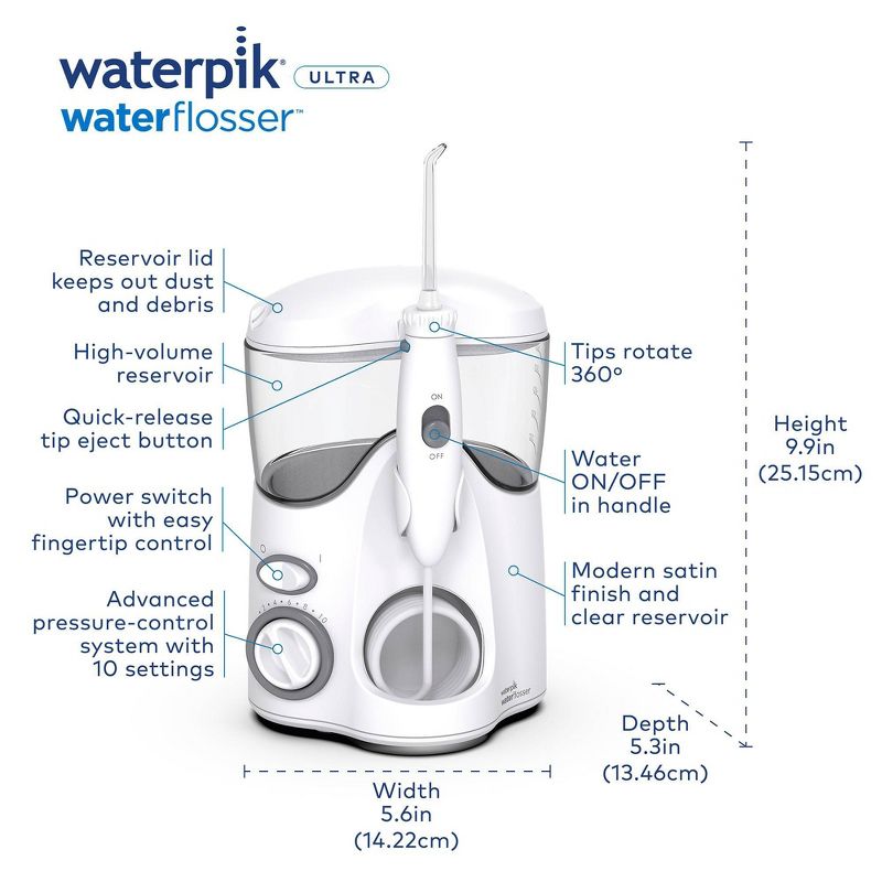 Waterpik Ultra Water Flosser Countertop Oral Irrigator For Teeth, 6 of 20
