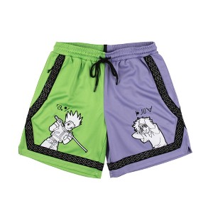 Hunter X Hunter Gon & Killua Split Green & Purple Basketball Shorts - 1 of 4