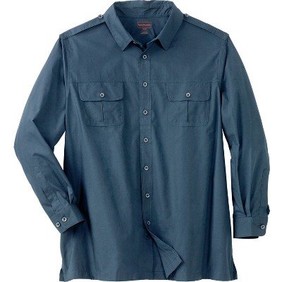 Boulder Creek by KingSize Men's Big & Tall Long Sleeve Pilot Shirt by - Tall - 3XL, Blue Indigo