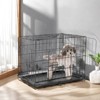 FURNIinspire Pet Crates And Houses Dog Crate With Double Doors, Metal Foldable Pet Cage With Divider Panel And Removable Tray, Black, 24"*17"*19" - 2 of 4