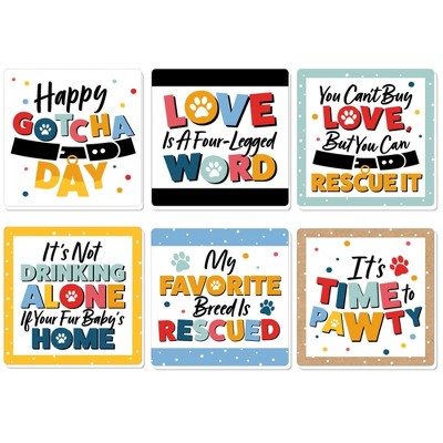 Big Dot of Happiness Happy Gotcha Day - Funny Dog and Cat Pet Adoption Party Decorations - Drink Coasters - Set of 6