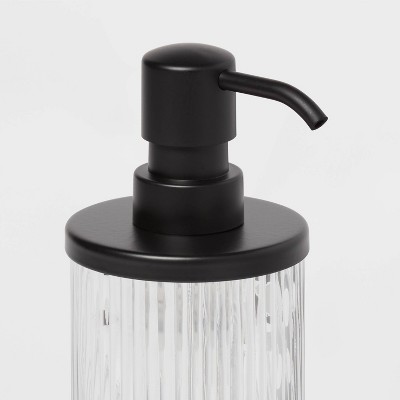 Ribbed Glass Soap Pump Black - Threshold&#8482;