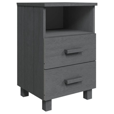 vidaXL Bedside Cabinet HAMAR Dark Gray 15.7"x13.8"x24.4" Solid Wood Pine