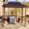 PURPLE LEAF Patio Hardtop Brown Grill Gazebo Metal Roof with 2 Side Shelves Deck Yard Tent Aluminum Garden Outside Sun Shade Outdoor BBQ Canopy - 2 of 4
