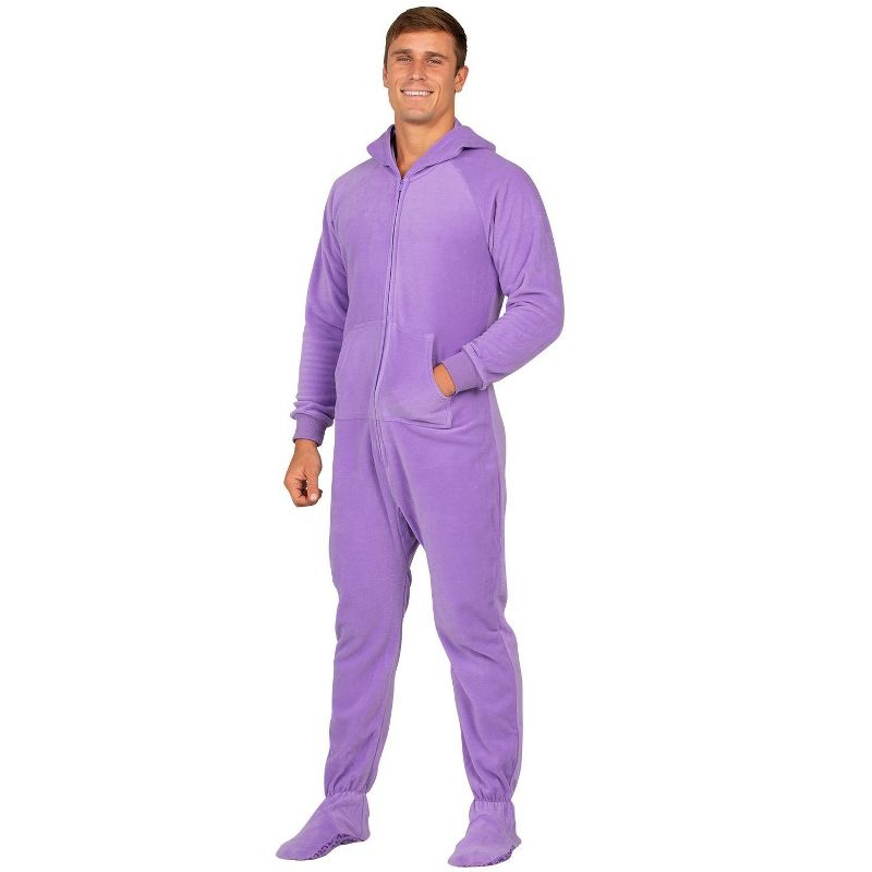 Footed Pajamas - Purple Rain Adult Hoodie Fleece Onesie, 3 of 5