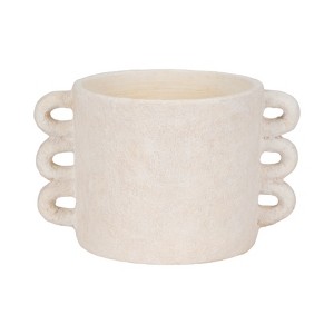 Pottery and Cement Planter with Unique Multi-Loop Handle Design Stylish Contemporary Accent - 1 of 4