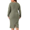 Agnes Orinda Women's Plus Size Elegant Back Slit V Neck Long Sleeve Wrap Sweater Midi Dresses - 4 of 4