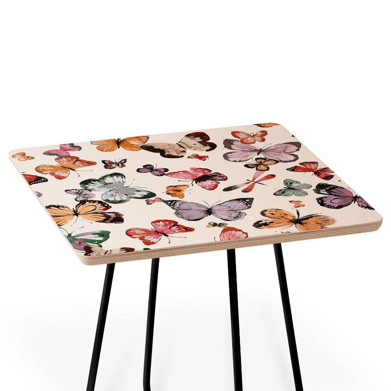 Square Ninola Design Butterflies Wings Countryside Side Table Pink/Black - Deny Designs, 3 of 6