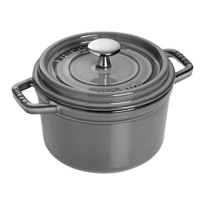 Staub Cast Iron 1.25-qt Round Cocotte - Graphite Grey : Target