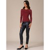 INSPIRE CHIC Women's Glitter Sheer Mesh Crew Neck Long Sleeve Button Decor Top - 2 of 4