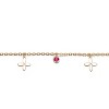 Guili 14K Gold Plated Bracelet with Ruby Red Cubic Zirconia and Floral Charm Offers a Romantic, Feminine Touch with Vibrant Sparkle and Detail - 2 of 2