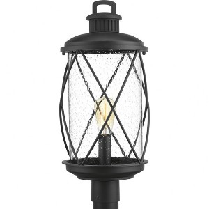 Progress Lighting Hollingsworth 1-Light Outdoor Black Post Lantern with Clear Seeded Glass - 1 of 2