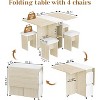 Hooseng Folding Dining Room Table and Chairs Set for 4, Modern Kitchen Table Set with 4 Leather Chairs and Shelves for Small Spaces, Apartment - 4 of 4