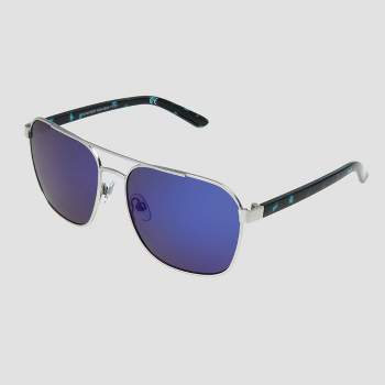 Men's Aviator Sunglasses with Mirrored Polarized Lenses - All in Motion™ Blue