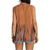 Women's Vest Studded Tassel Outerwear Open Front Sleeveless Faux Suede Vest - 3 of 4