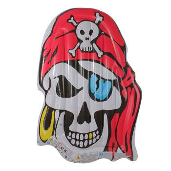 59" Inflatable 1-Person Jumbo Pirate Skull Pool Float - White/Red