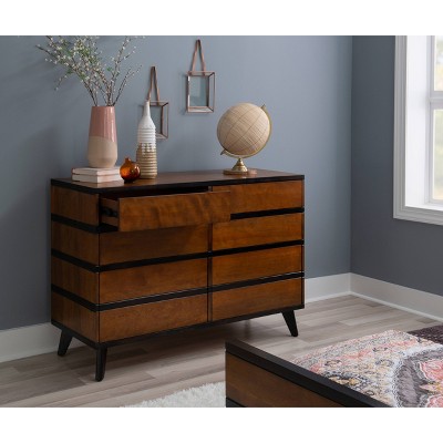 Walnut Double Brown Mid-century 6-Drawer Dresser